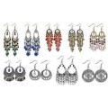 ***DIY*** 9 Pairs /  Glass Beads / Alloy  Tibetan Style Chandelier    Earring Components Kit***