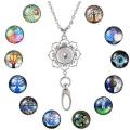 ***DIY*** 12pc Owl / Tree Of Life / Glass Snap Button / Stainless Steel Chain / Necklace Jewelry /