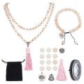 ^^DIY ^^ Natural Pink Aventurine Beads /  Polyester Tassel / Alloy Pendant / Necklace / Bracelet Kit