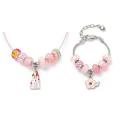 ***DIY*** 16pc / Castle / Flower / Pink Necklace Bracelet Making Kit /Enamel / Acrylic Resin Euro