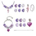***DIY*** 16pc  Mermaid / Heart  / Purple Necklace Bracelet Making Kit / Enamel / Acrylic Resin Euro
