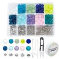 8mm Frosted Glass Beads / Alloy Findings  / Beading Kit