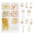 ***DIY*** 10 Pairs  Pink Heart / Alloy Enamel Charms  / Gold Tone / Earring Making Kit