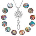 ***DIY*** 12pc Assorted/ Glass Snap Button / Alloy Chain / Necklace Jewelry Kit