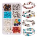 ***DIY***  Bracelet Making Kit / Natural/Synthetical Beads / Memory Wire / Brass/Alloy Spacer Beads