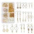 ***DIY*** 10 Pairs  / Leaf  / Glass Pearls / Gold Tone / Earring Making Kit