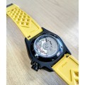 Seiko Mod Bumblebee SRPD79K1M7 Men Black Custom Watch Auto 42mm Yellow Tropical waffle Rubber