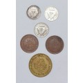 OLD SOUTH AFRICAN COIN LOT - YOUR BID IS FOR ALL 6 COINS