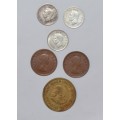 OLD SOUTH AFRICAN COIN LOT - YOUR BID IS FOR ALL 6 COINS