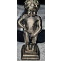 Fountain BRUXELLES Brussels Little Boy Man Peeing Silver Metal Figurine