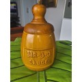 Vintage Lillian Vernon Ceramic BBQ Sauce Jar Pot w/ Wood Lid