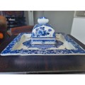 Very Rare!!!  Antique Delftware Writing / Desk Set & inkwell
