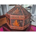 Antique hand painted Indian octagonal madras jewellery box