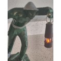 No other like this Cast Iron Miner Figurine Lamp