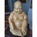 Large Beige Laughing Buddha Statue - 36cm