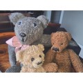 Three Rare Collectable Jointed Vintage Teddy Bears (1 bid for 3)