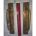 2 Huge Antique Solid Brass Door Pull Handles