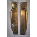 2 Huge Antique Solid Brass Door Pull Handles