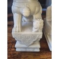Hand Carved Marble Foo Dogs Statues Chinese Feng Shui Protecting Guardian Lion