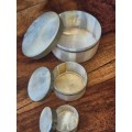 Very Rare find three stackable boxes made Mother Of Pearl Ring Box, Pill Box, Jewelry