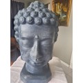 Large Buddha Head made of clay, Zen Garden Statue, Meditating Buddha Head