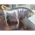 Vintage  Trentham Art Ware  Black and Gold Bull  by Colin Melbourne Nr 409