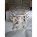 LOVELY FOUR SIDED ANGELS ON HANDLES WITH CRACKLE FRUIT GLASS