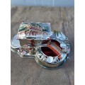 VINTAGE MID CENTURY JAPAN METAL SMOKING ART DECOR ASHTRAY AND CASE(20CM LENGTH AND 8CM HEIGHT)