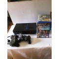 PS2 CONSOLE INCL.POWER SUPPLY, 2 REMOTES AND 13 GAME DISCS