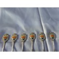 SET OF 6 GOLD PLATED OLD S.A COLLECTABLE BUTTERFLY TEASPOONS