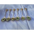 SET OF 6 GOLD PLATED OLD S.A COLLECTABLE BUTTERFLY TEASPOONS