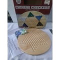 CHINESE CHECKERS WITH SOLID WOOD PLAYING BOARD AND GLASS MARBLES