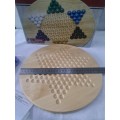 CHINESE CHECKERS WITH SOLID WOOD PLAYING BOARD AND GLASS MARBLES