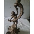 ANTIQUE BRONZE CAST IRON CANDLEHOLDER (EXCEPTIONALLY STUNNING AND RARE PIECE(38cm tall))