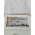 MS 67 NELSON MANDELA 90TH BIRTHDAY  2008 R5 COIN