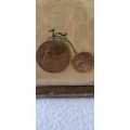 THE ENGLISH PENNY FARTHING COINS(FRAMED)SEE MARKINGS ON BACK OF FRAME