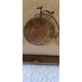 THE ENGLISH PENNY FARTHING COINS(FRAMED)SEE MARKINGS ON BACK OF FRAME