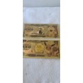 SET OF 2 POKEMON 24K GOLD NOTE WITH A POKEMON ENCAPSULATED COIN