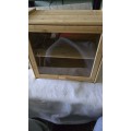 SOLID WOOD 2 SHELVE DISPLAY CABINET WITH FRONT GLASS(35 x 35 x 20cm)