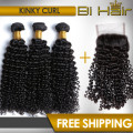 Peruvian Hair Kinky Curl  wave300g +Closure  from 12-30 inch  (Special price &Free shipping)