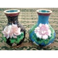 Set of 2 Miniature Cloisonne Vases