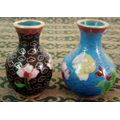 Set of 2 Miniature Cloisonne Vases