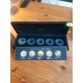 Wooden Coin Holder Box. Coins of the World