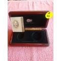 Wooden Coin Holder Box - Mandela Red Ribbon Twinset - Mint of Norway