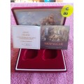 Red Velvet Coin Holder Box - Nelson - Trafalgar 21 October 1805 - United Kingdom 2005 Gold Proof Set