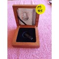 Wooden Coin Holder Box - Nelson Mandela Bimetallic