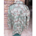 SA SPECIAL TASK FORCE 2ND PATTERN CAMO JACKET-SIZE  MEDIUM TO LARGE-MEASURES 59CM ARMPIT TO ARMPIT-G
