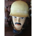 POST WAR GERMAN FIRE FIGHTING HELMET-COMPLETE WITH LINER & CHIN STRAP