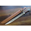 AK 47 BAYONET STYLE WITH LEATHER SHEATH-TOTAL LENGTH 50CM MADE FROM HIGH CARBON STAINLESS STEEL