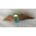 SA PARA LARGE WING-MEASURES 122MM IN GILT & ENAMEL-UNKNOWN TO ME- 3 PINS